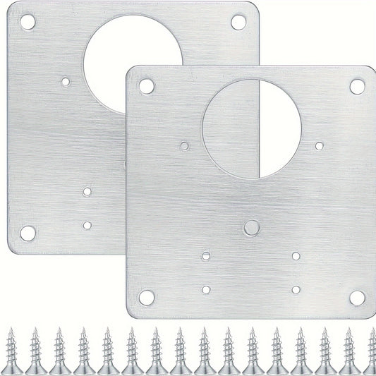 2pcs Stainless Steel Cabinet Hinge Repair Plate with Mounting Screws