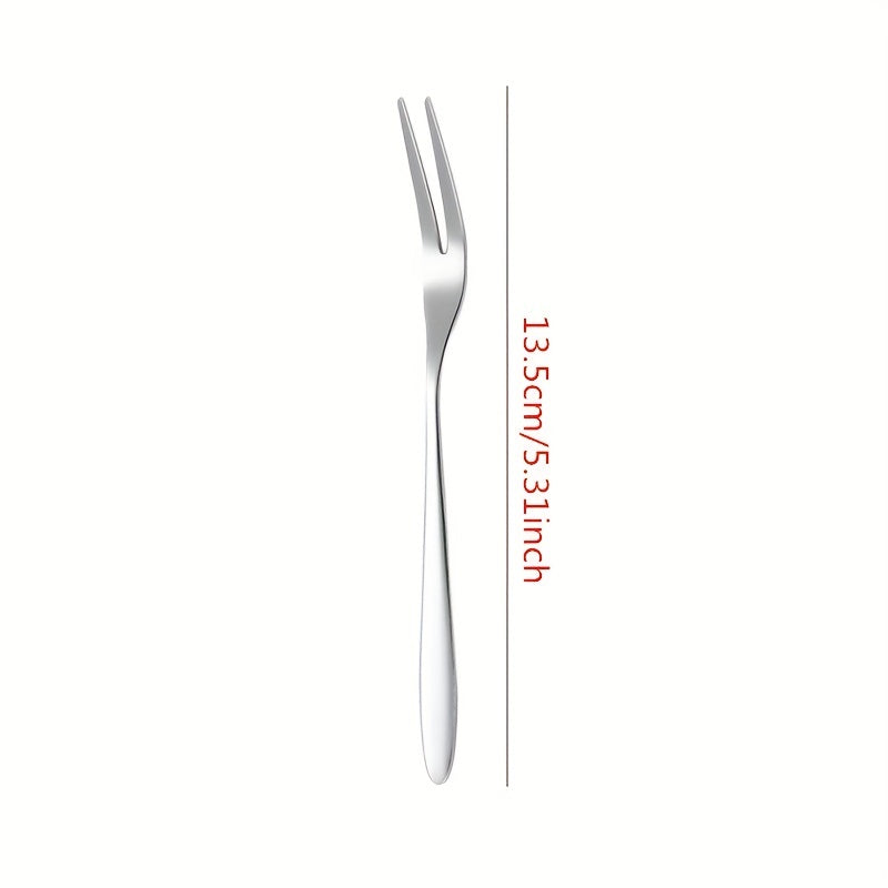 5PCS Stainless Steel Fruit Fork Dessert Fork Portable Small Cake Stick