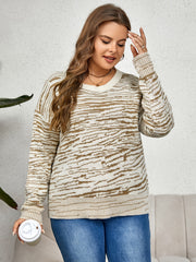  Casual Sweater Women's Plus Random Pattern Knitted Long Sleeve