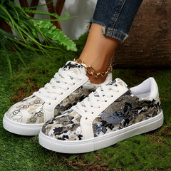 Floral Graphic Lace-Up Sneakers for Women
