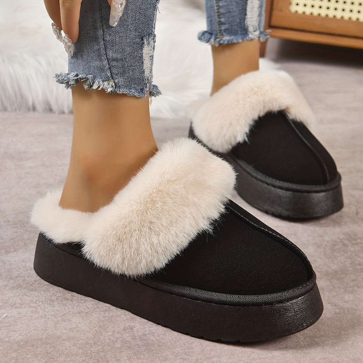 Women's Non Slip Snow Shoes Comfortable Fleece Warm Ankle Shoes