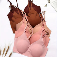 5 Pcs Seamless Wireless Bras Soft Comfy Solid Bra with Removable Pads