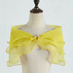 Solid Thin Gauze Wrap Rhinestone Bowknot Shawl For Wedding Bridal
