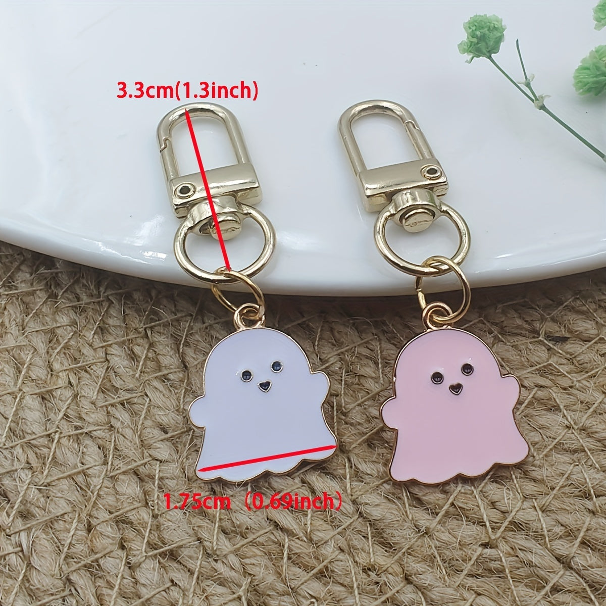 Halloween Ghost Little Ghost Keychain Golden Door Buckle Men's Car Key Ring