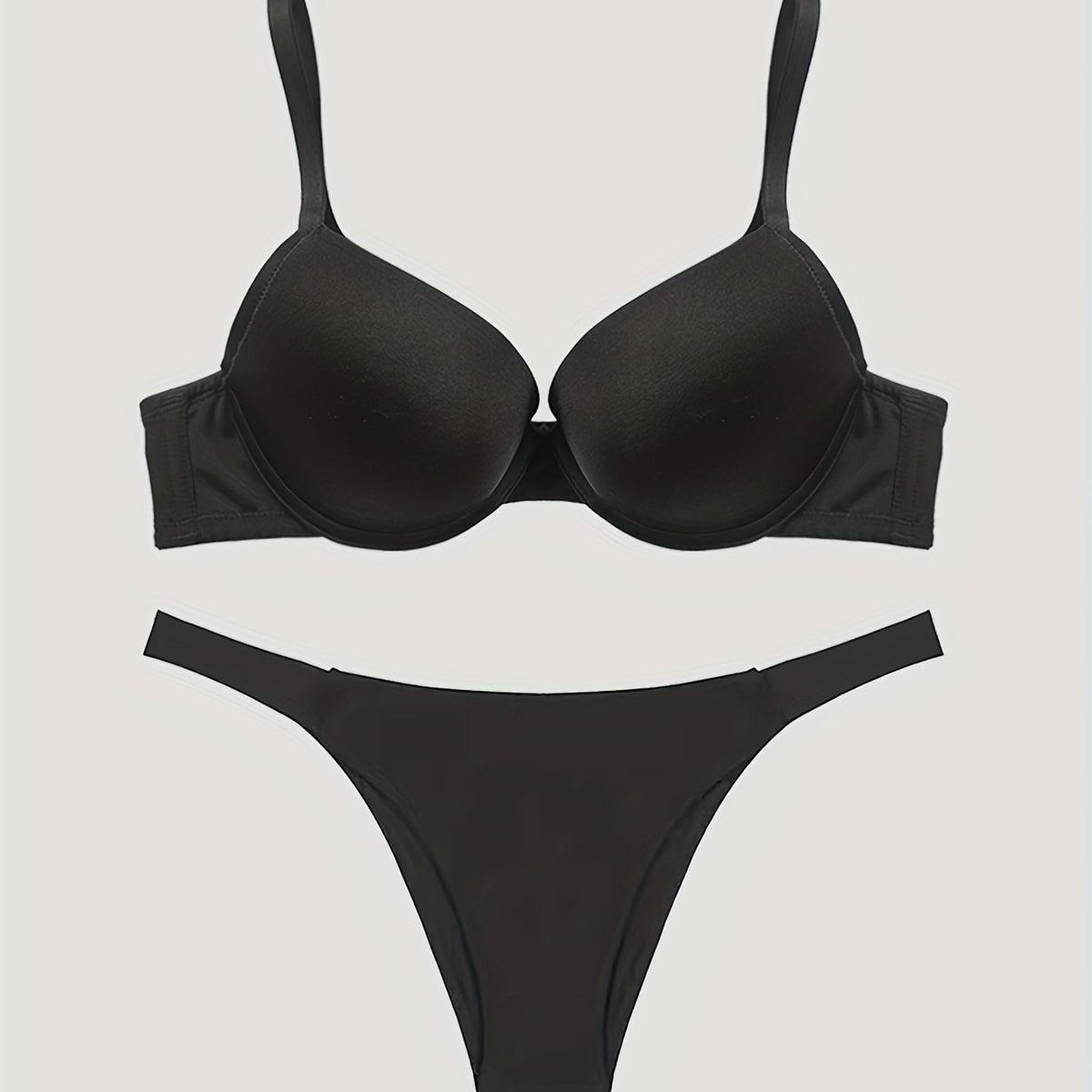 Solid Push Up Bra & Panties Lingerie Set