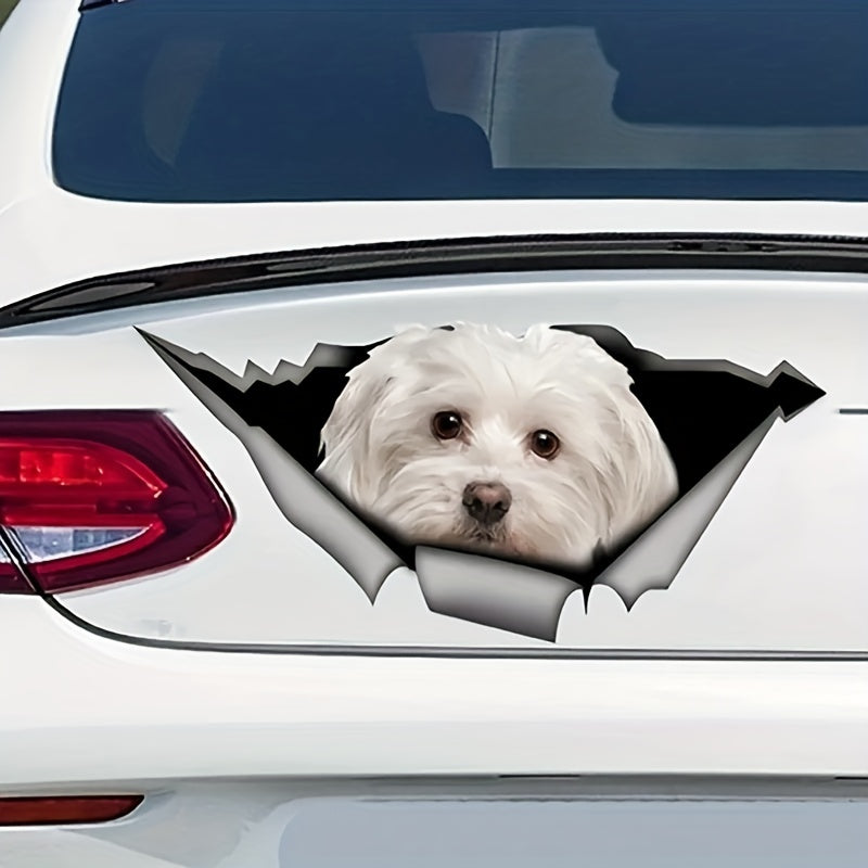 Maltese Car Sticker Pet Dog Metal Decal Reflective Waterproof Car Styling