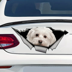 Maltese Car Sticker Pet Dog Metal Decal Reflective Waterproof Car Styling