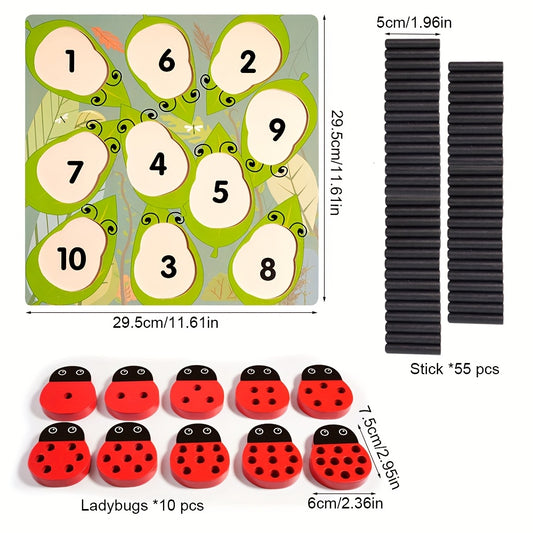 Ladybug Wooden Stacking Game Counting Math Toy Colorful Educational Toy
