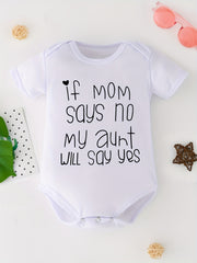 Newborn Short Sleeve Romper Letter Graphic Bodysuit