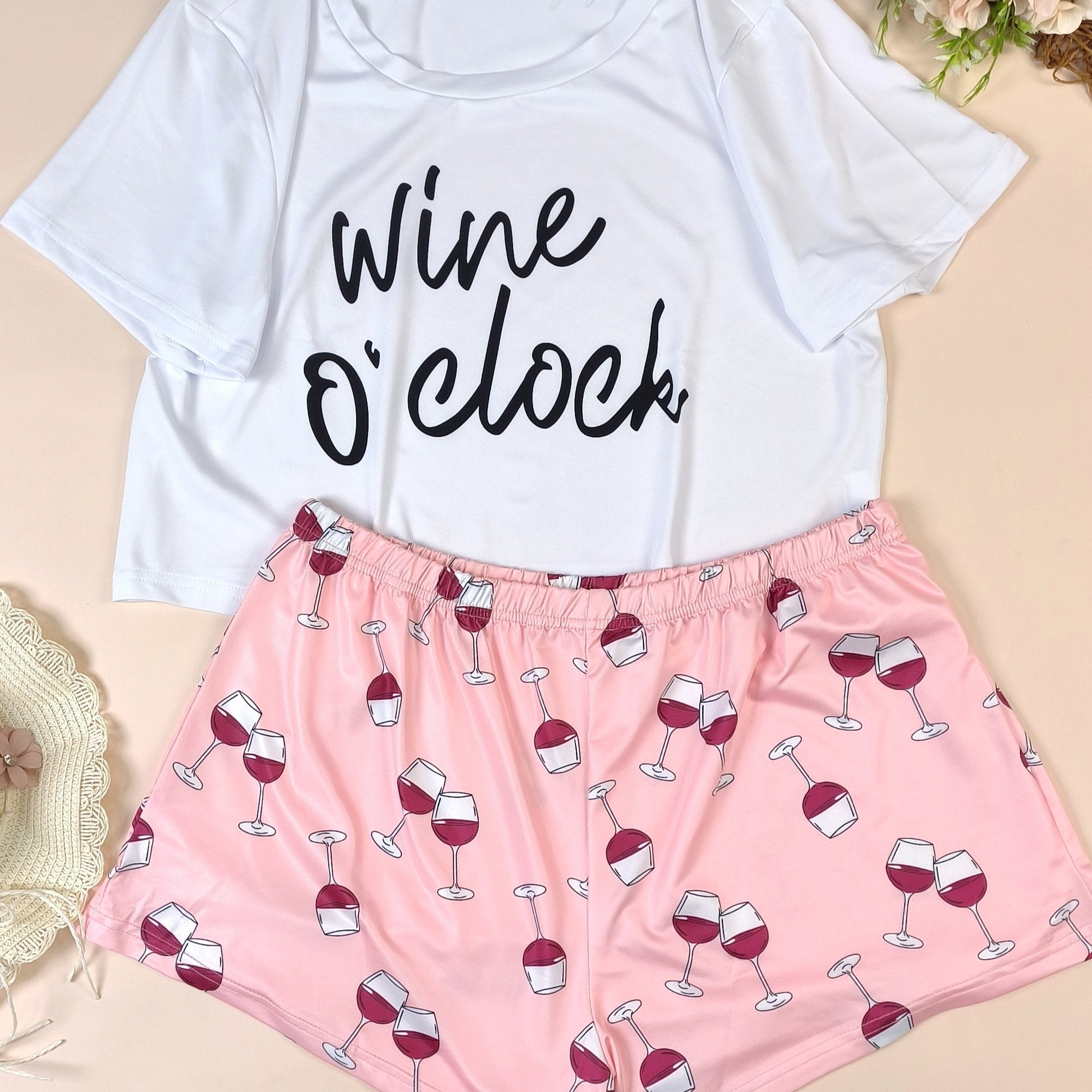  Easter Pajamas Set Women's Plus Top & Shorts 2pcs