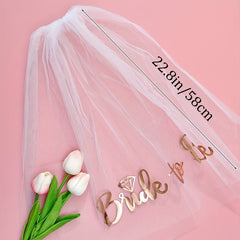 Bridal Wedding Veil Headdress White with Pearls and Lace