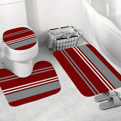 Modern Striped Shower Curtain Set with Non-slip Floor Mat