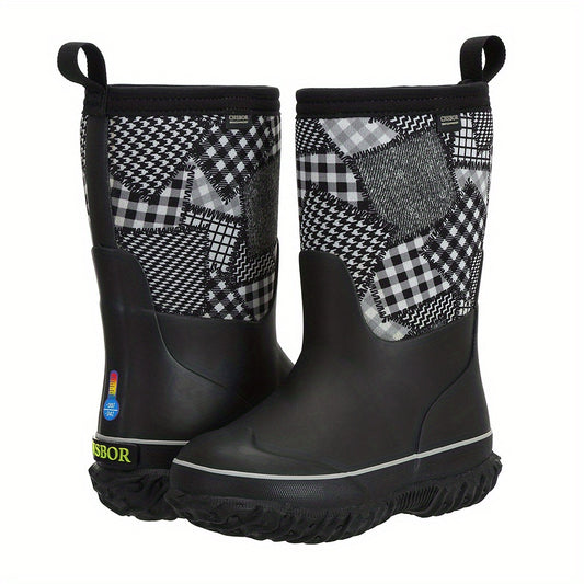 MCIKCC Girl's High Top Rain Boots Non Slip Durable Casual Waterproof Shoes