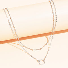 Dainty Chain Necklace for Women - Hollow Round Adjustable Neck Chain