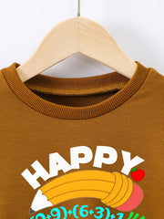 Boys Cartoon Letter Print Happy School Sweatshirt