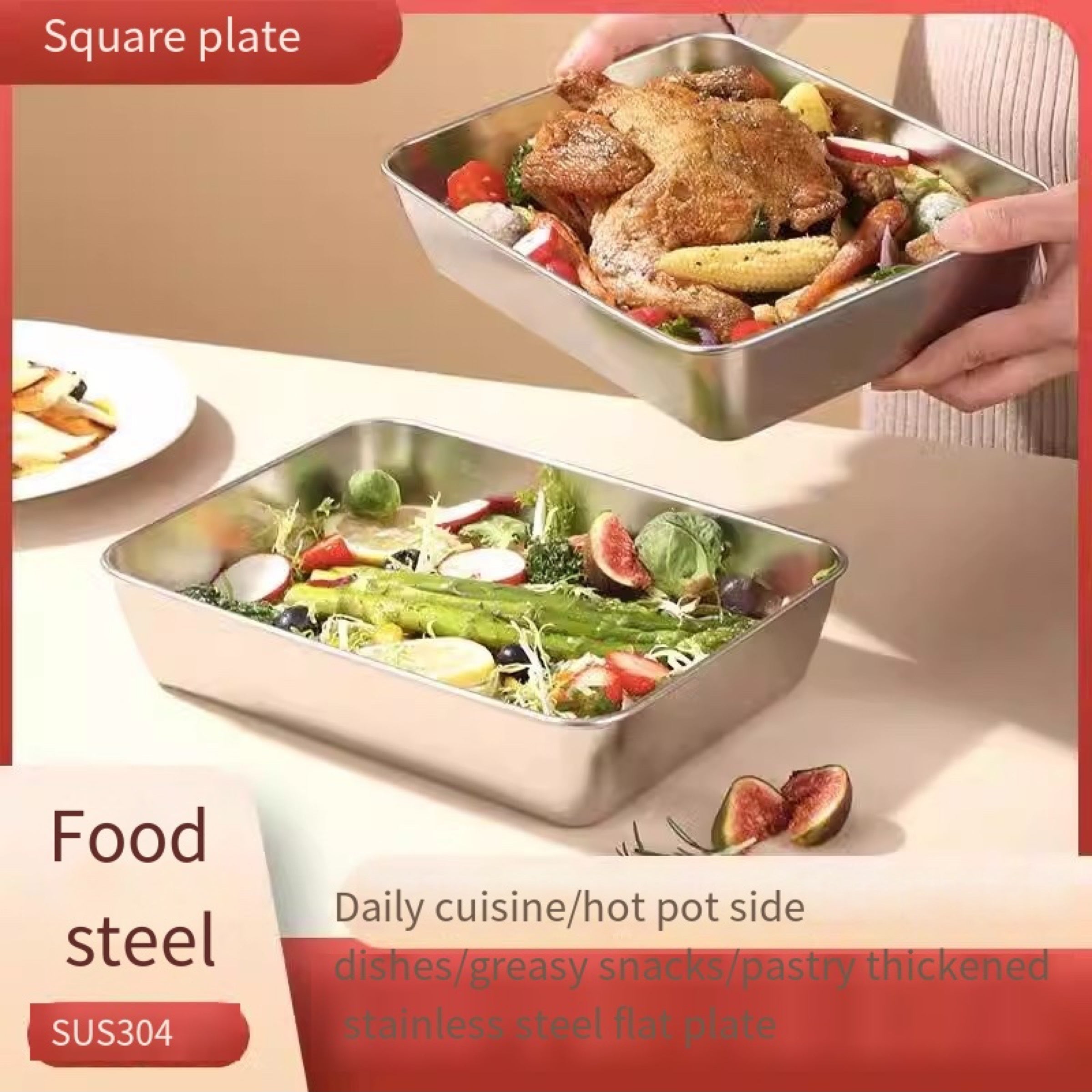 Stainless Steel Towel Tray With Cover Square Serving Tray