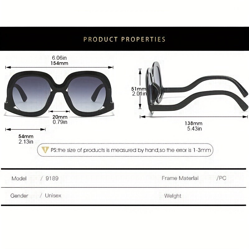 Y2K Oval Block Sunglasses Large Gradient UV400