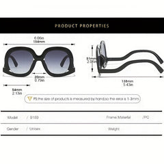 Y2K Oval Block Sunglasses Large Gradient UV400