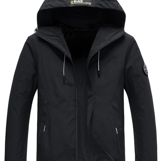 Men's Casual Drawstring Hooded Jacket with Pockets