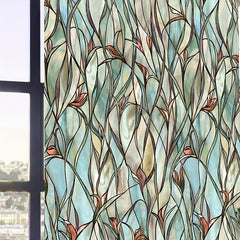 Leaf Printed Decorative Window Film PVC Home Bathroom Window Sticker