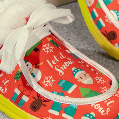 Women's Christmas Santa & Tree Cartoon Pattern Non slip Walking Sneakers