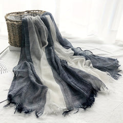 Vintage Block Scarf Thin Tassel Shawl Casual Windproof Head Wrap
