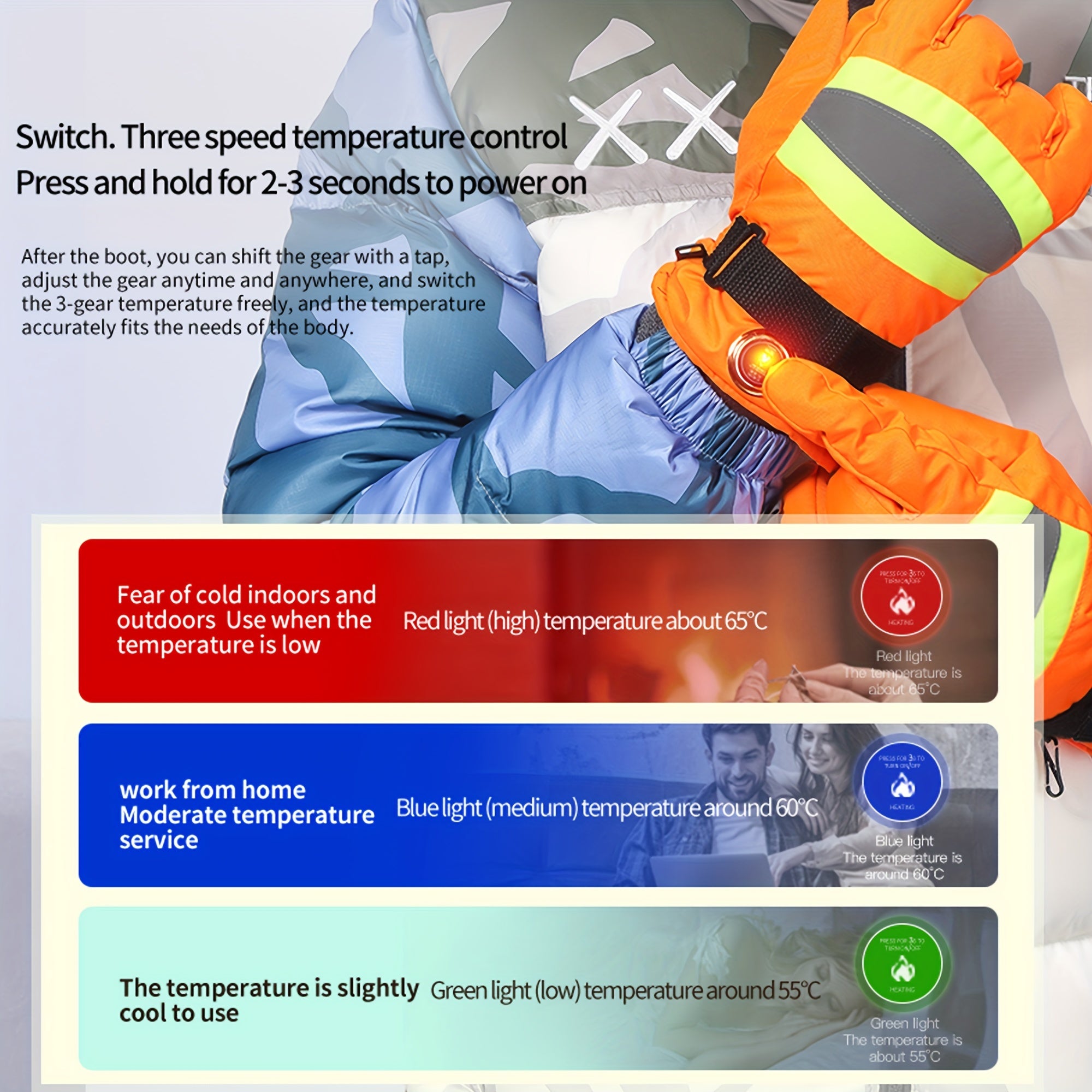 5000mAh Heated Motorcycle Gloves Waterproof & 3 Temperature Modes
