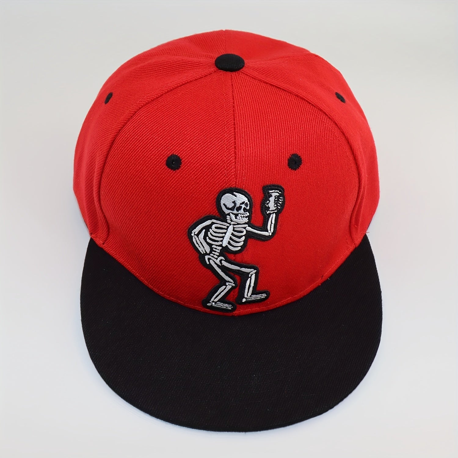 Skull Embroidery Hip Hop Cap Snapback Baseball Flat Bill Brim Hat