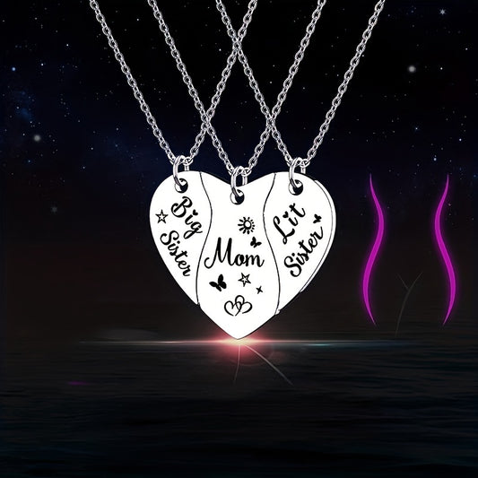 Stainless Steel Love Mother & Daughter Necklace Set