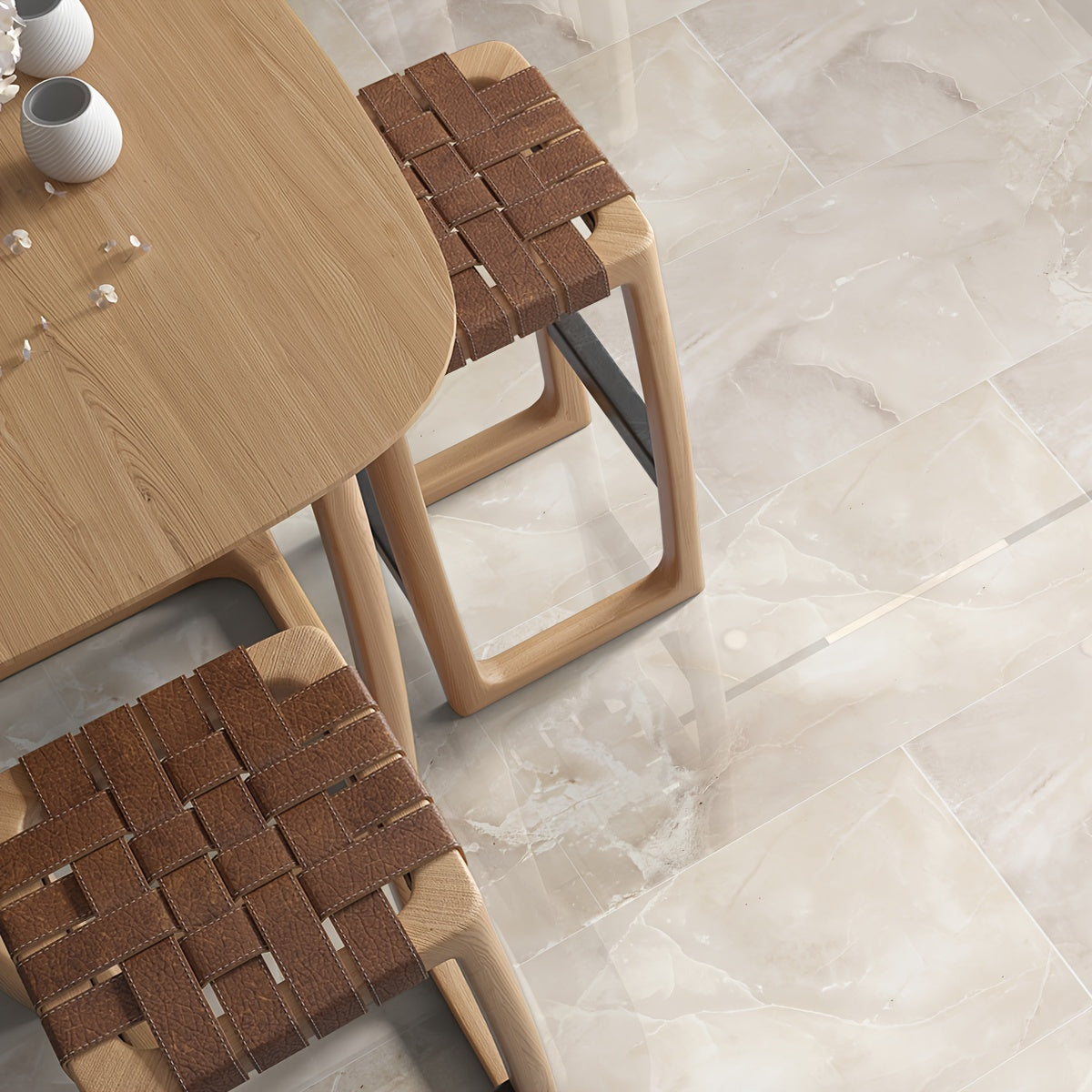 Marble Grid Pattern Tile Sticker Waterproof Floor