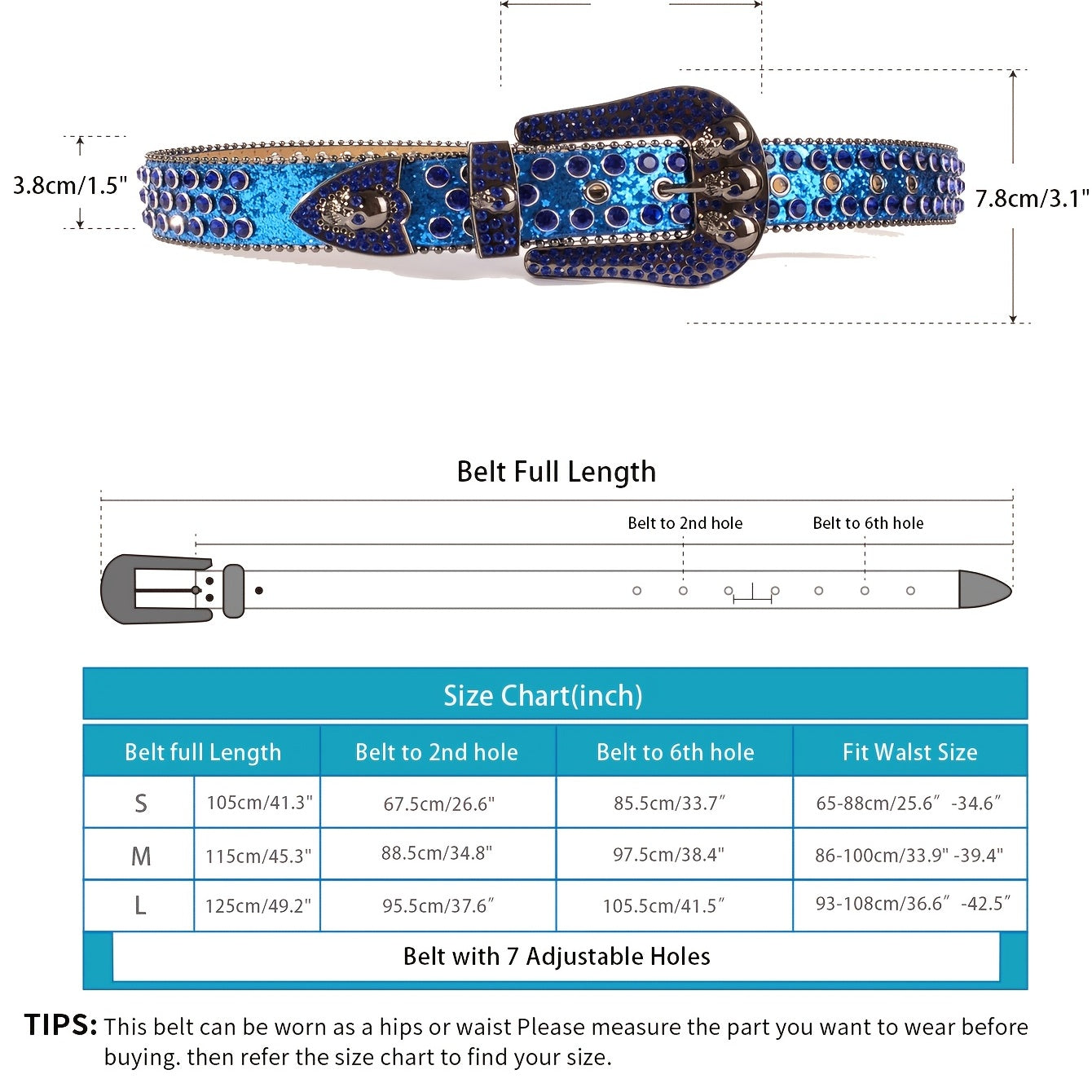 Rhinestone Men's Skull Belt Cowboy Metal Buckle Punk Jeans Women