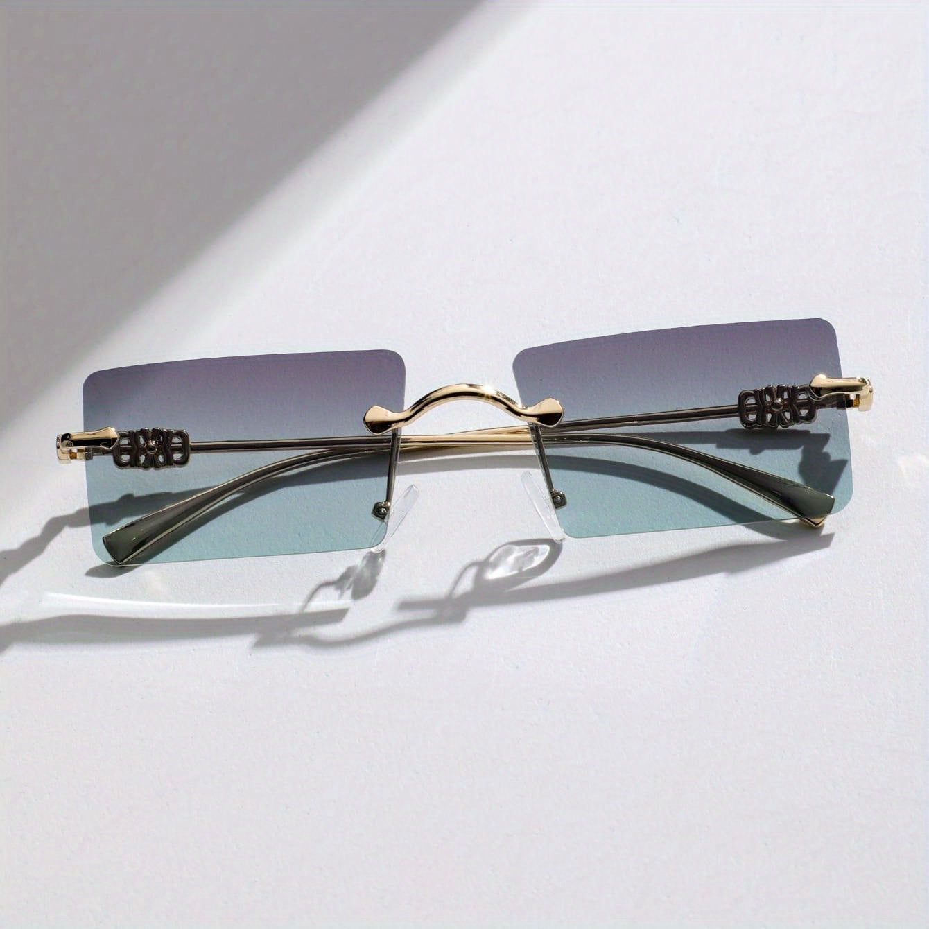 Vintage Rimless Sunglasses Thin Metal UV400