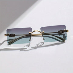Vintage Rimless Sunglasses Thin Metal UV400