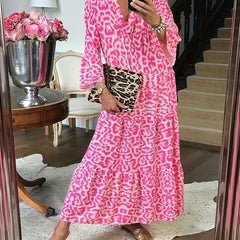  Women's Floral Print Bell Sleeve Maxi Dress