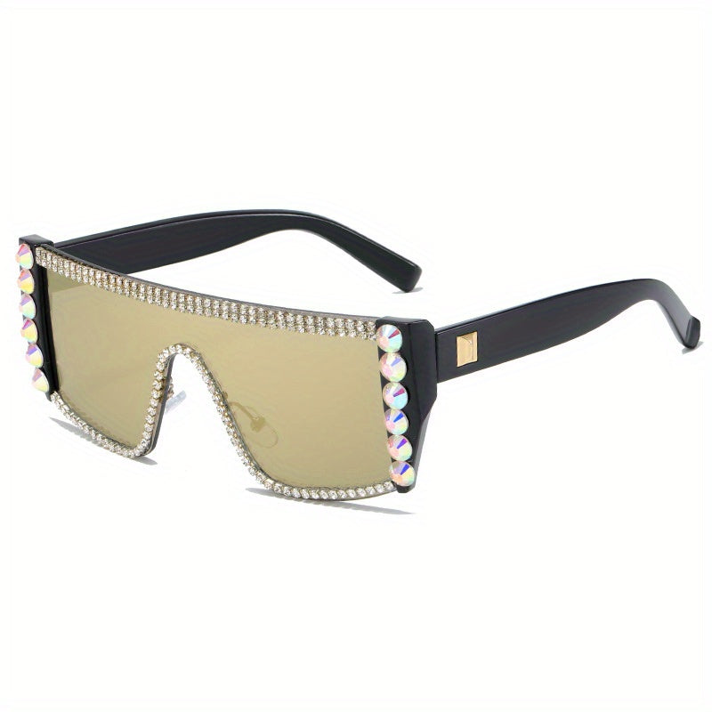Y2K Rhinestone Shield Sunglasses UV400