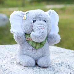 Grey & Pink Elephant Plush Toy Soft Stuffed Animal Large Expressive Eyes