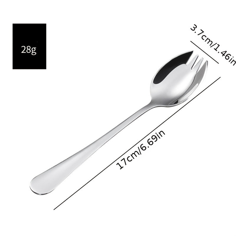 4PCS Stainless Steel Spork Salad Spoon Fork Honey Dessert Ice Cream Scoop Fork