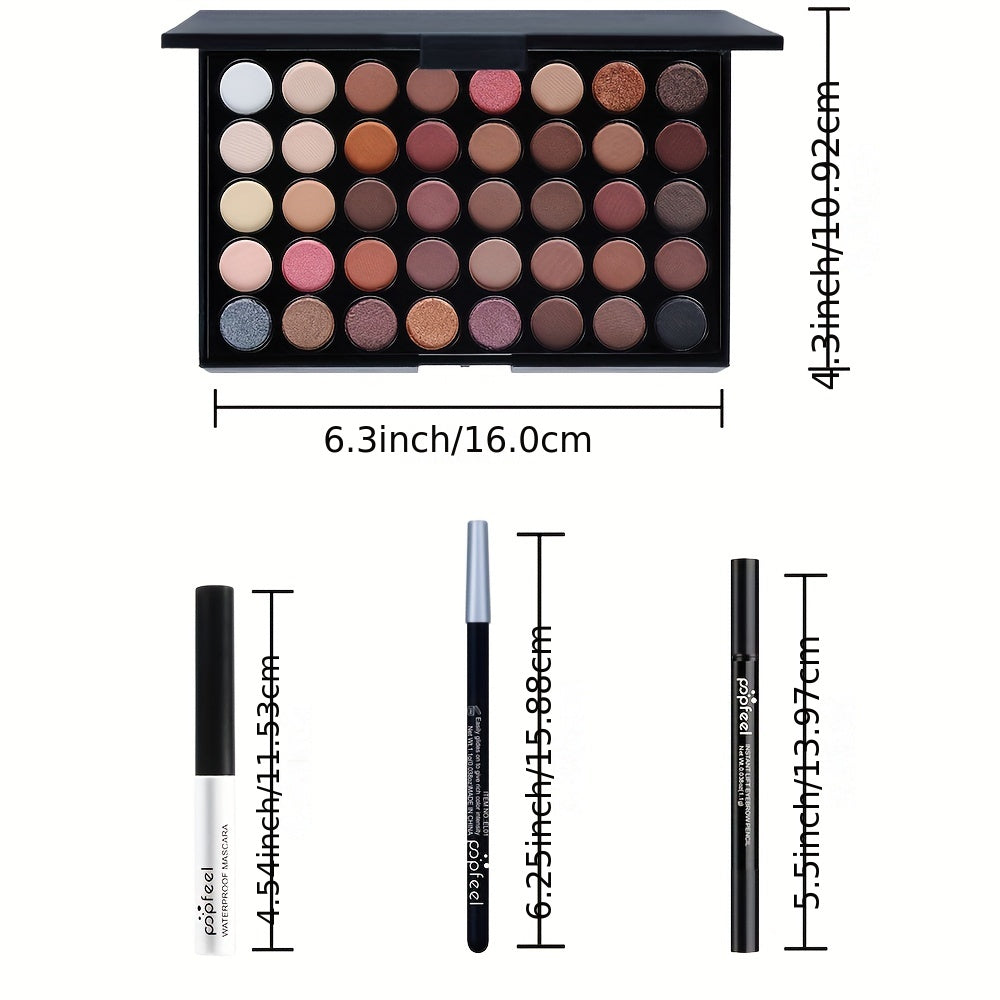 40 Colors Nude Eyeshadow Set with Mascara and Eyeliner - Complete Eye Makeup Kit