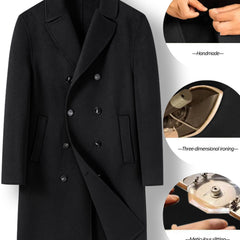 Men's Woolen Trench Coat Double Breasted Overcoat