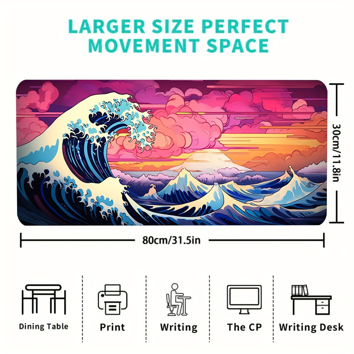 Ocean Wave Mouse Pad Keyboard Desk Pad Non Slip Office Mouse Pad Gift