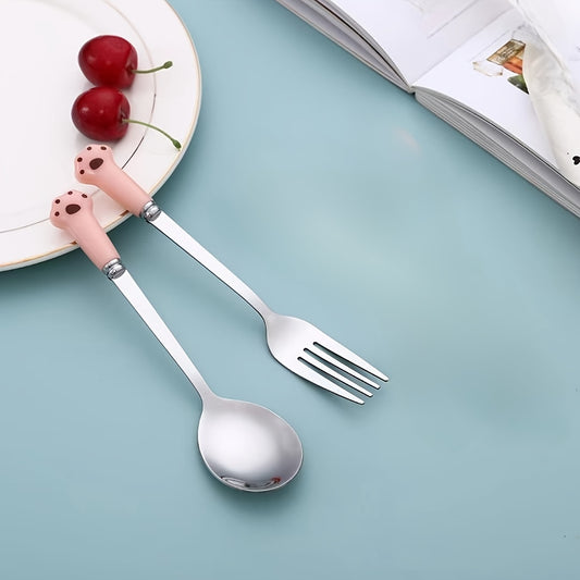 2pcs Cartoon Fruit Forks Ceramic Handle Stainless Steel Dessert Fork