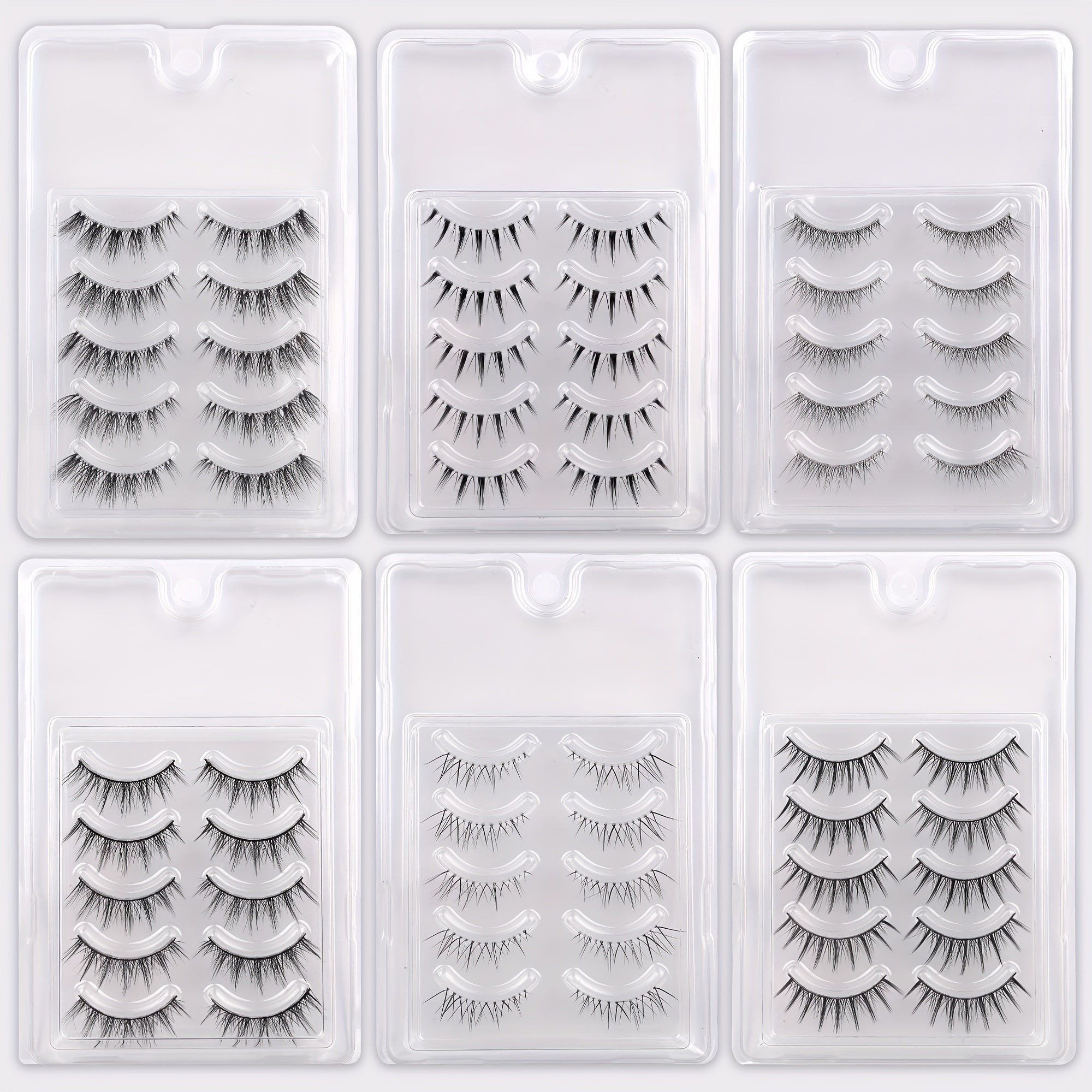 5 Pairs Natural Wispy False Eyelashes Faux Mink Cat Eye Long Lasting