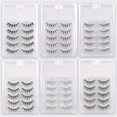 5 Pairs Natural Wispy False Eyelashes Faux Mink Cat Eye Long Lasting