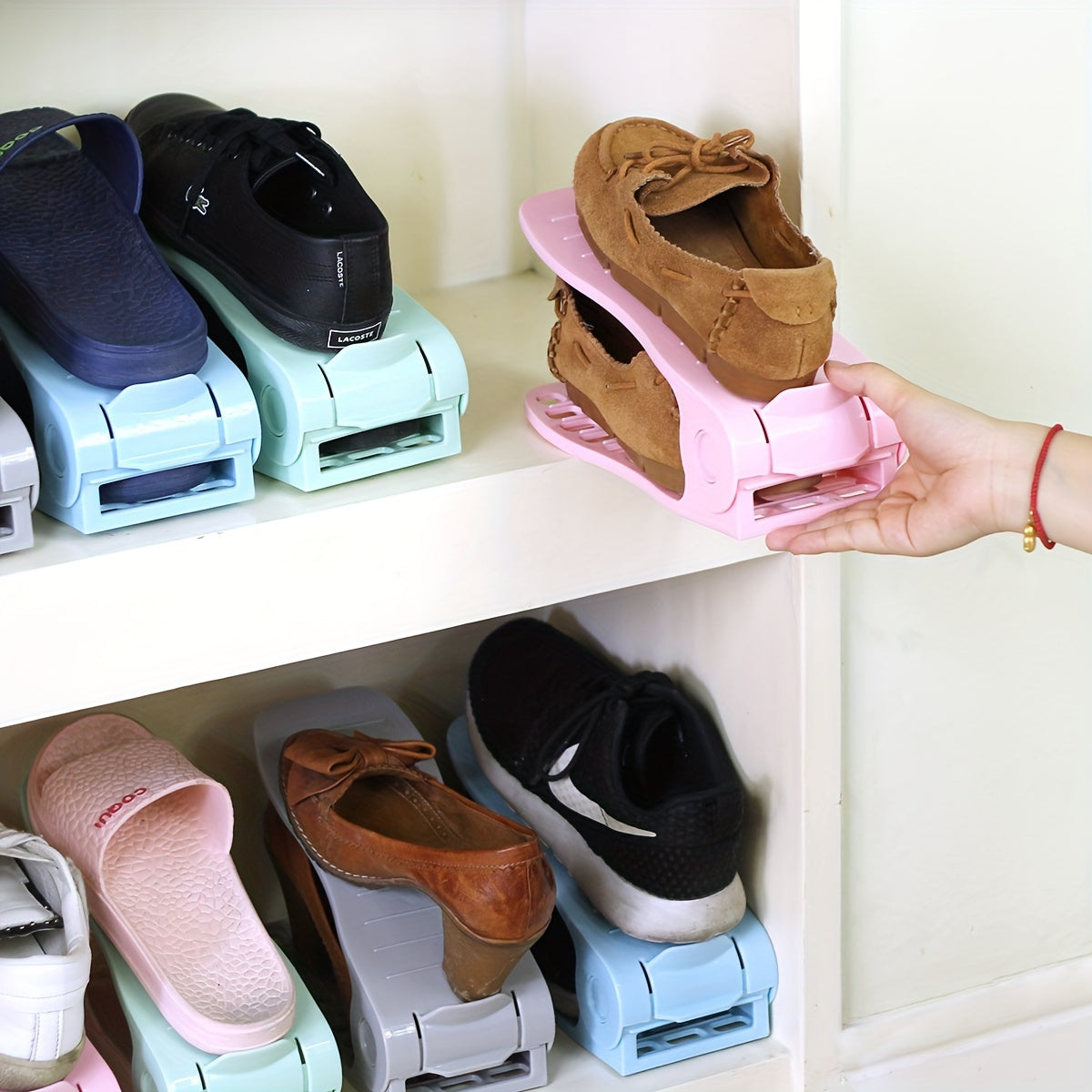 Adjustable Double Layer Shoe Storage Rack Organizer