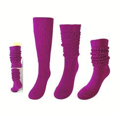 2 Pairs Solid Calf Socks Knee High Women's Stockings