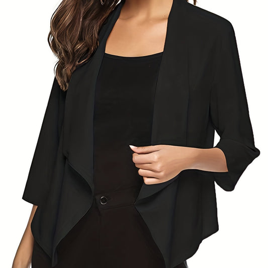 Women's Solid Open Front Cardigan 3/4 Sleeve for Spring & Summer