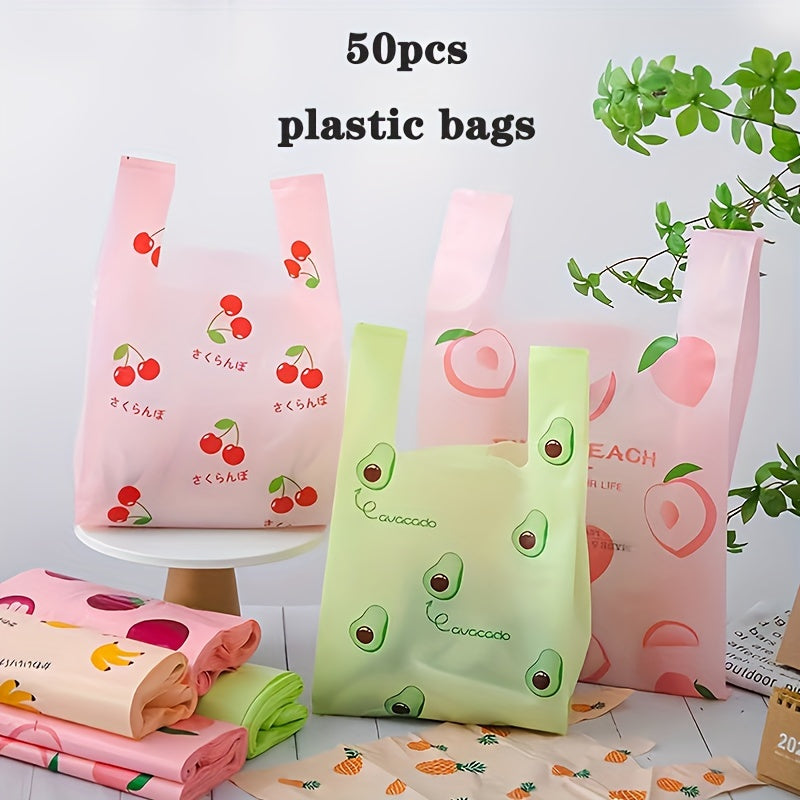50pcs Disposable Vest Bag Shopping Bag Plastic Tote Bag Shop Packaging Bag