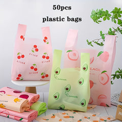 50pcs Disposable Vest Bag Shopping Bag Plastic Tote Bag Shop Packaging Bag
