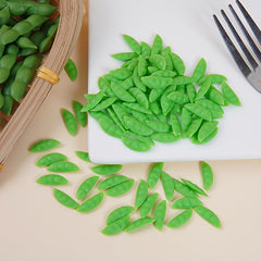 20pcs Mini Pea Pods Realistic Green Plastic Food Toys for Mini Kitchen Playset