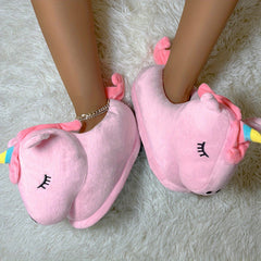 Women's Cozy Pony Novelty Slippers Warm Plush Indoor Non Slip Slippers